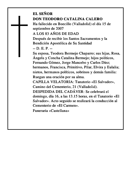 DON TEODORO CATALINA CALERO