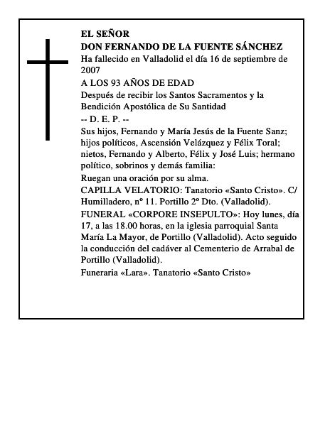 DON FERNANDO DE LA FUENTE SÁNCHEZ