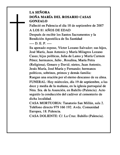 DOÑA MARÍA DEL ROSARIO CASAS GONZALO