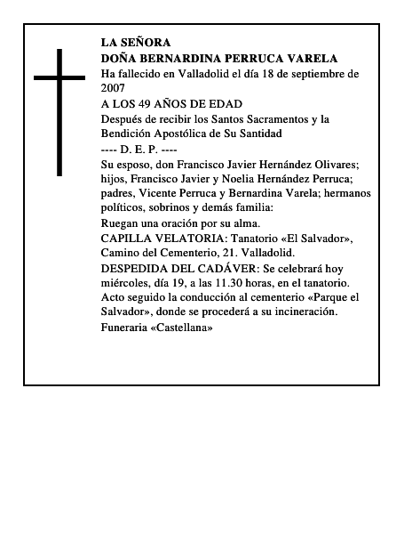 DOÑA BERNARDINA PERRUCA VARELA