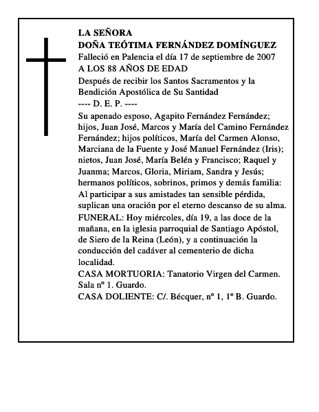 DOÑA TEÓTIMA FERNÁNDEZ DOMÍNGUEZ