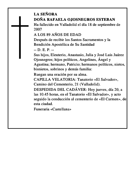 DOÑA RAFAELA OJOSNEGROS ESTEBAN