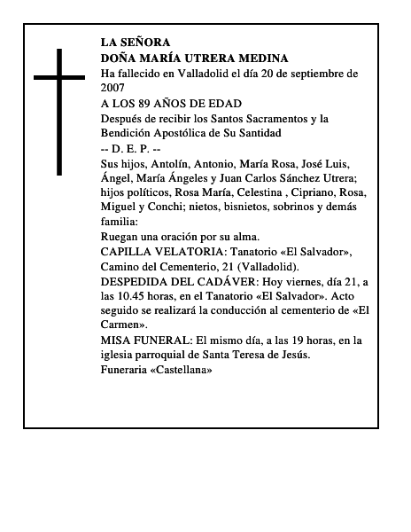 DOÑA MARÍA UTRERA MEDINA