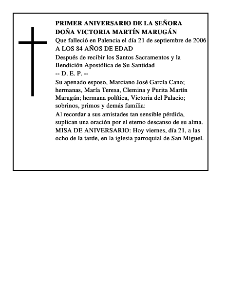 DOÑA VICTORIA MARTÍN MARUGÁN