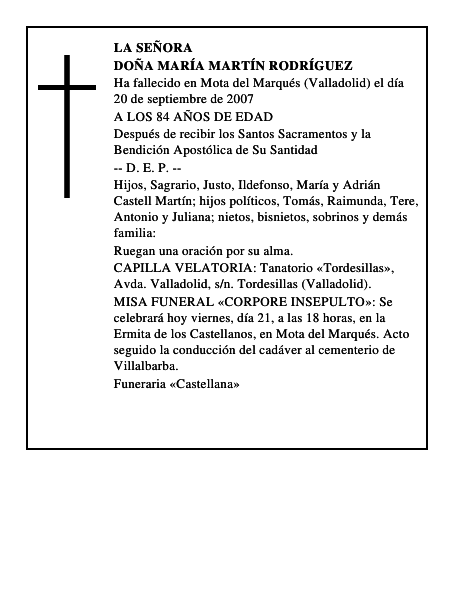 DOÑA MARÍA MARTÍN RODRÍGUEZ