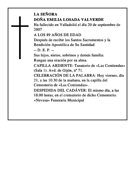 DOÑA EMILIA LOSADA VALVERDE
