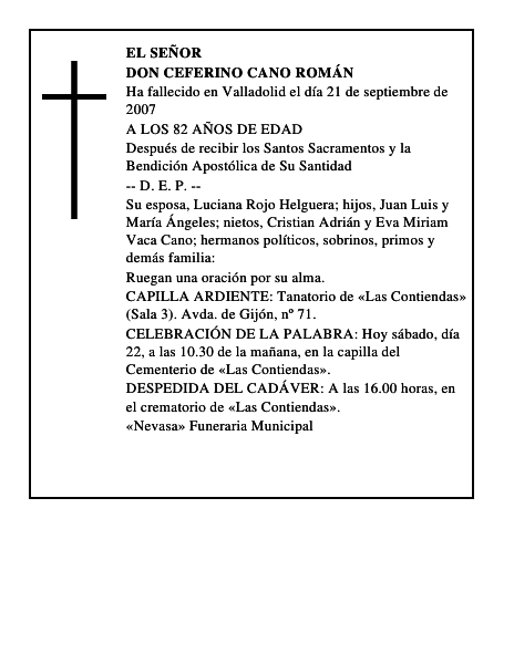 DON CEFERINO CANO ROMÁN