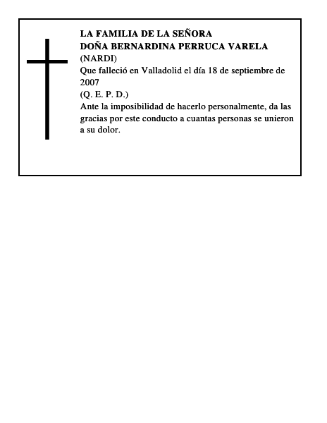 DOÑA BERNARDINA PERRUCA VARELA