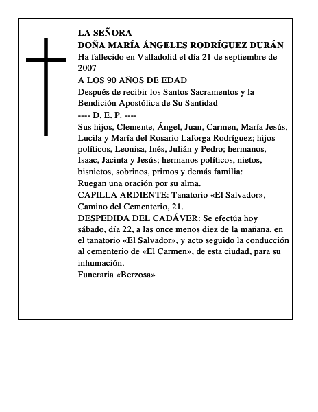 DOÑA MARÍA ÁNGELES RODRÍGUEZ DURÁN