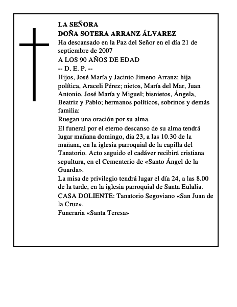DOÑA SOTERA ARRANZ ÁLVAREZ