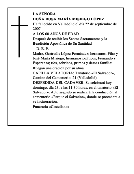 DOÑA ROSA MARÍA MISIEGO LÓPEZ