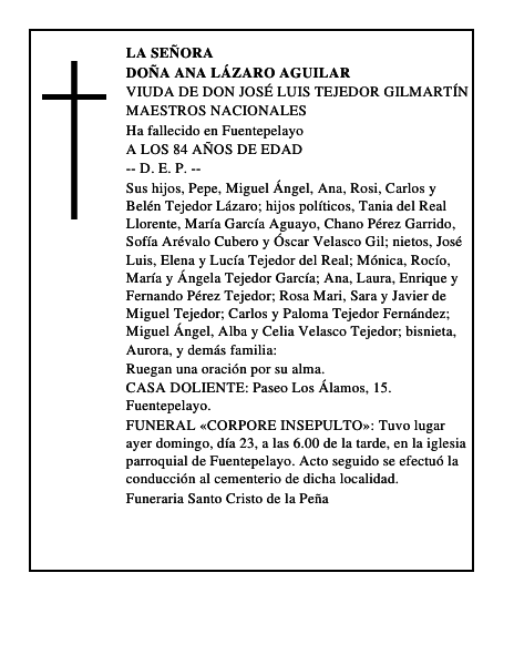 DOÑA ANA LÁZARO AGUILAR