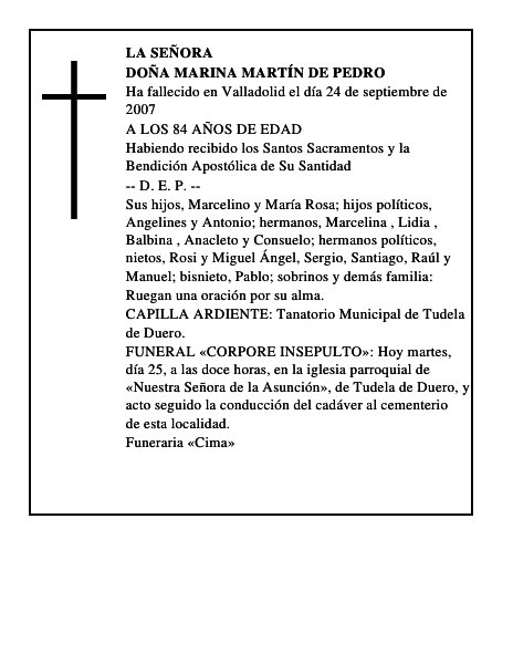 DOÑA MARINA MARTÍN DE PEDRO