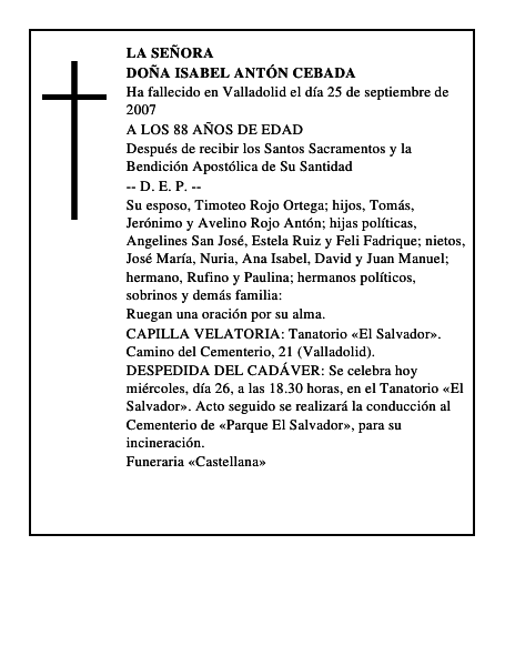 DOÑA ISABEL ANTÓN CEBADA