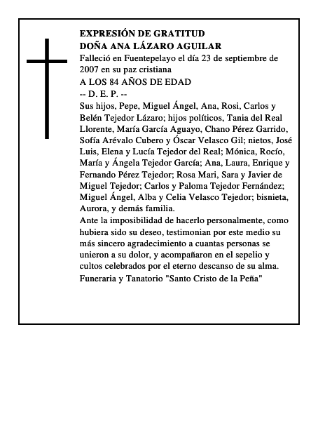 DOÑA ANA LÁZARO AGUILAR