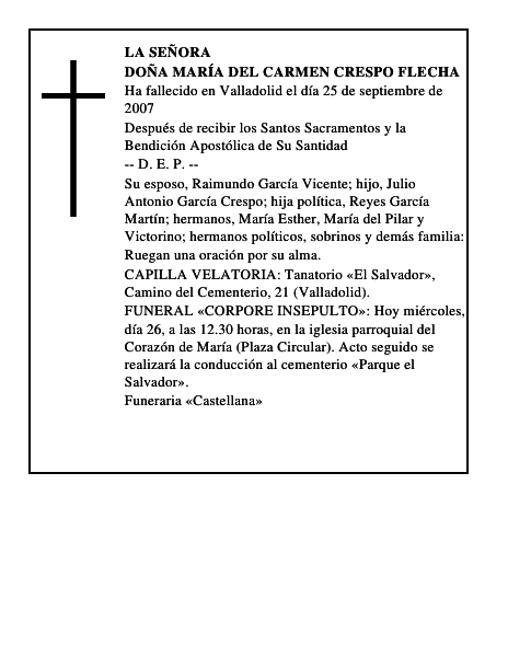 DOÑA MARÍA DEL CARMEN CRESPO FLECHA