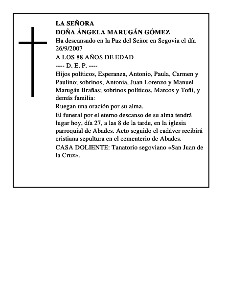 DOÑA ÁNGELA MARUGÁN GÓMEZ