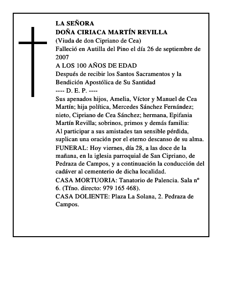 DOÑA CIRIACA MARTÍN REVILLA