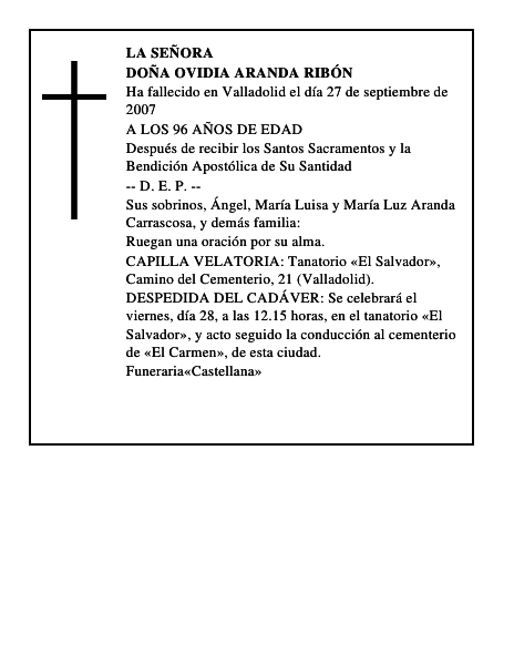DOÑA OVIDIA ARANDA RIBÓN