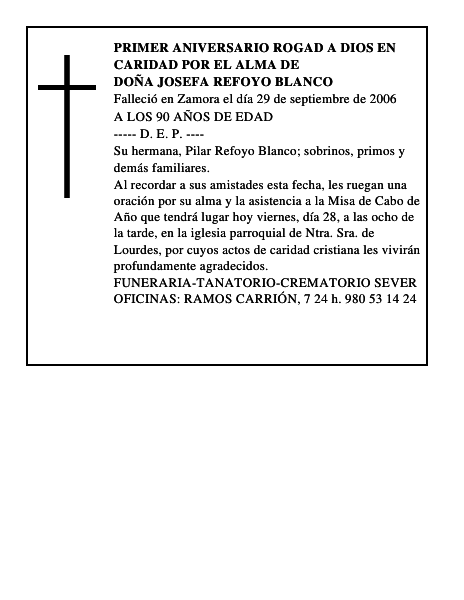 DOÑA JOSEFA REFOYO BLANCO