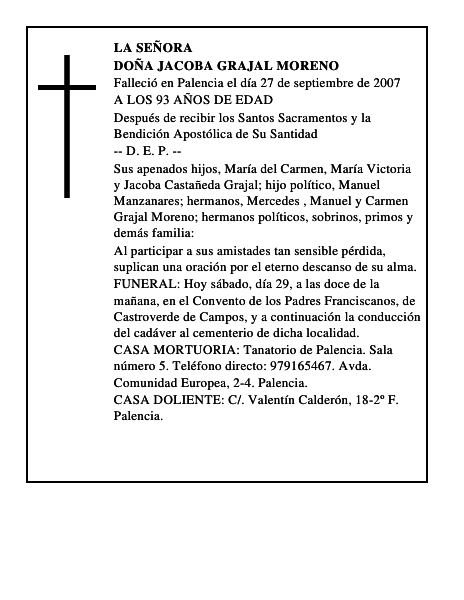 DOÑA JACOBA GRAJAL MORENO