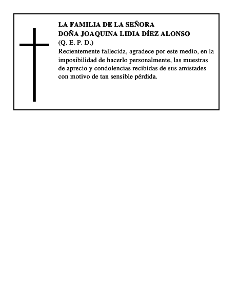DOÑA JOAQUINA LIDIA DÍEZ ALONSO