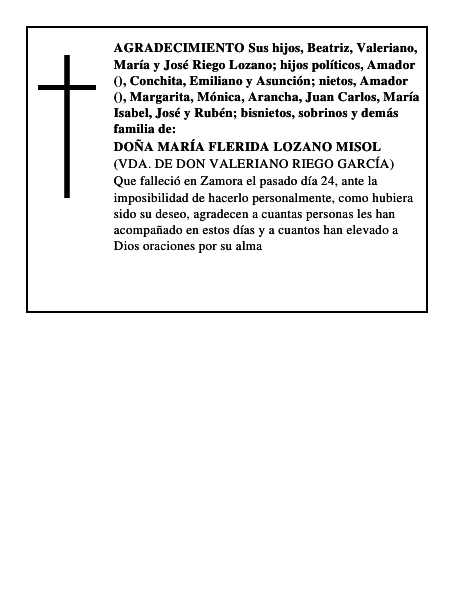 DOÑA MARÍA FLERIDA LOZANO MISOL