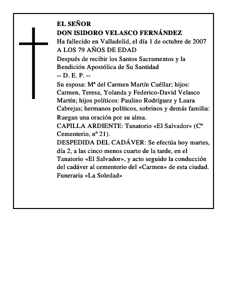 DON ISIDORO VELASCO FERNÁNDEZ