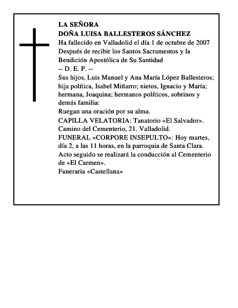 DOÑA LUISA BALLESTEROS SÁNCHEZ