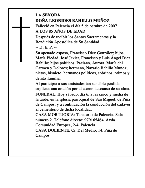 DOÑA LEONIDES BAHILLO MUÑOZ