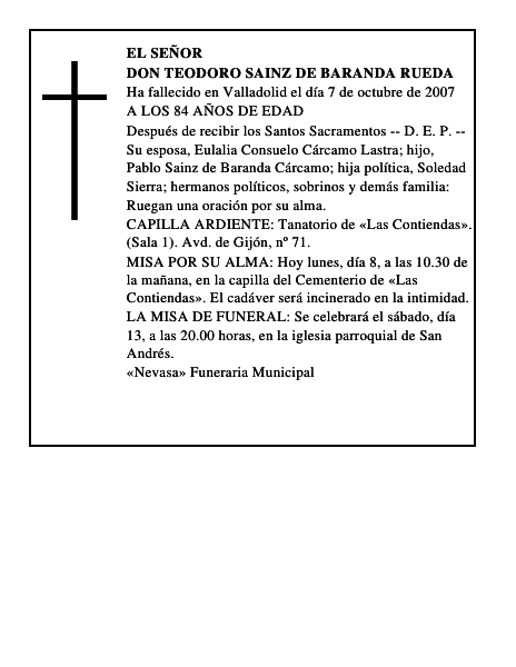 DON TEODORO SAINZ DE BARANDA RUEDA