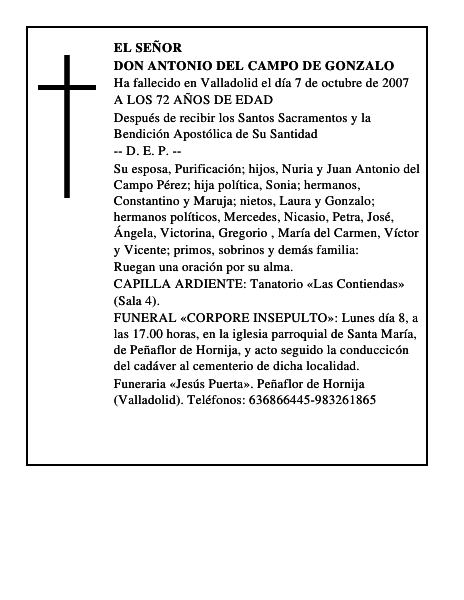 DON ANTONIO DEL CAMPO DE GONZALO