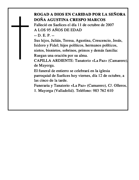 DOÑA AGUSTINA CRESPO MARCOS