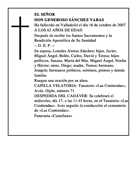 DON GENEROSO SÁNCHEZ VARAS