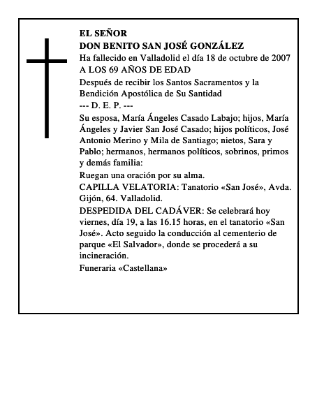 DON BENITO SAN JOSÉ GONZÁLEZ