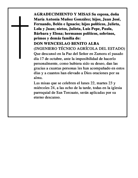 DON WENCESLAO BENITO ALBA