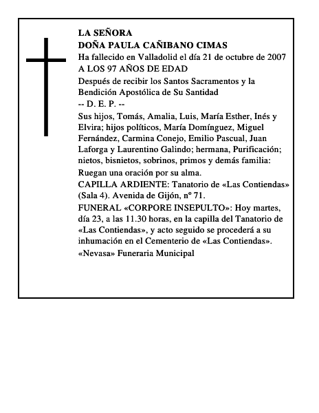 DOÑA PAULA CAÑIBANO CIMAS