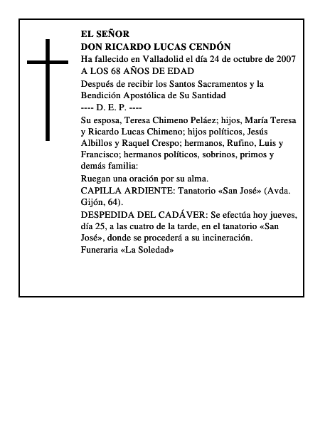 DON RICARDO LUCAS CENDÓN