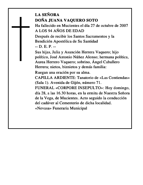 DOÑA JUANA VAQUERO SOTO