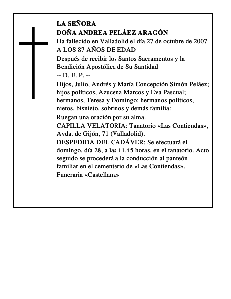 DOÑA ANDREA PELÁEZ ARAGÓN