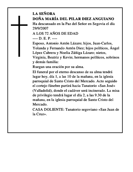 DOÑA MARÍA DEL PILAR DIEZ ANGUIANO