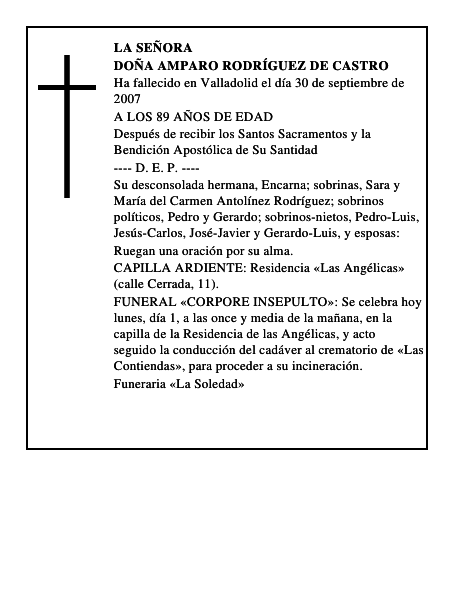 DOÑA AMPARO RODRÍGUEZ DE CASTRO
