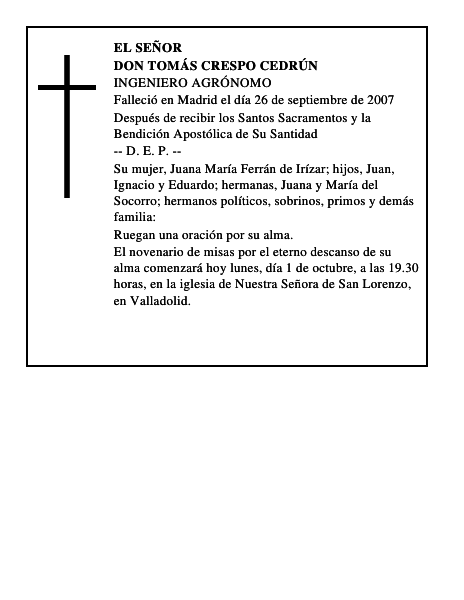 DON TOMÁS CRESPO CEDRÚN