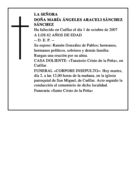 DOÑA MARÍA ÁNGELES ARACELI SÁNCHEZ SÁNCHEZ
