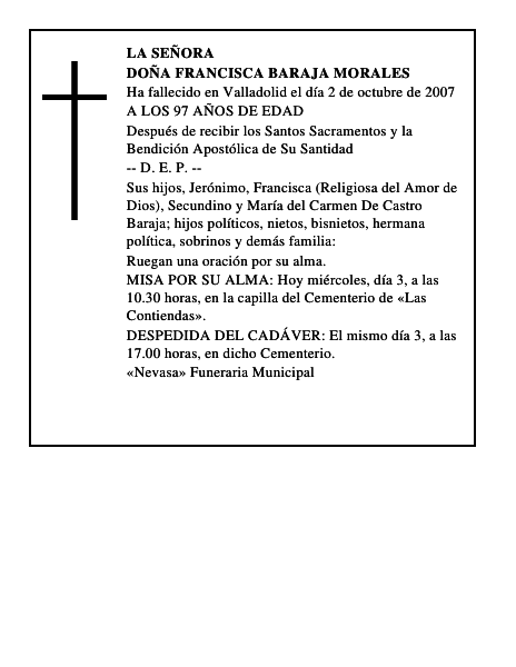 DOÑA FRANCISCA BARAJA MORALES