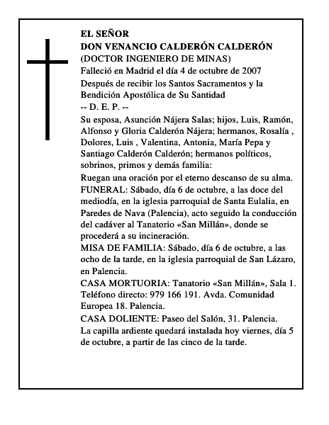 DON VENANCIO CALDERÓN CALDERÓN