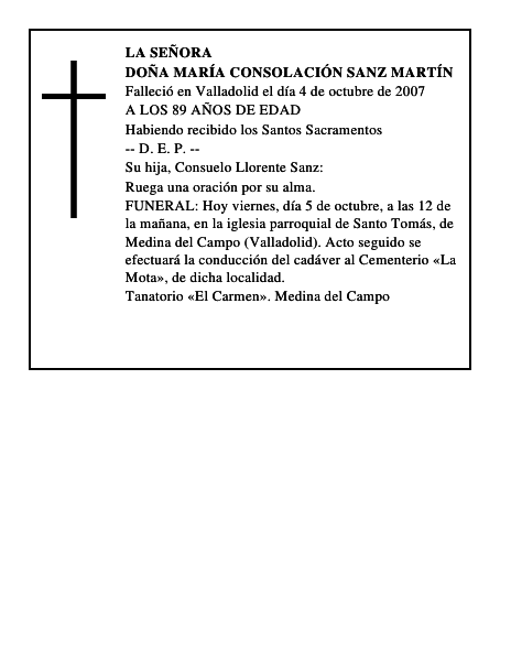 DOÑA MARÍA CONSOLACIÓN SANZ MARTÍN