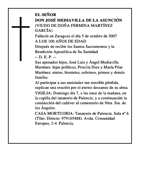 DON JOSÉ MEDIAVILLA DE LA ASUNCIÓN