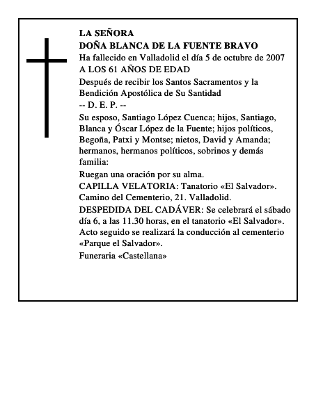DOÑA BLANCA DE LA FUENTE BRAVO