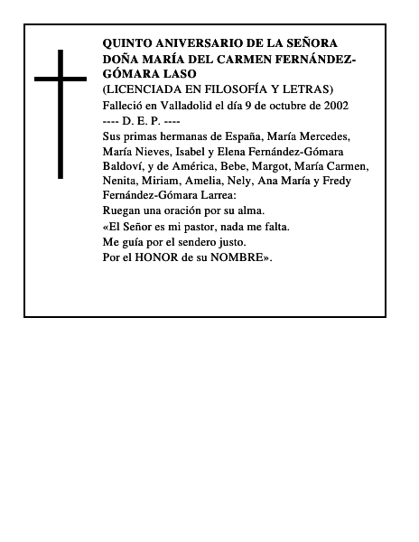 DOÑA MARÍA DEL CARMEN FERNÁNDEZ-GÓMARA LASO